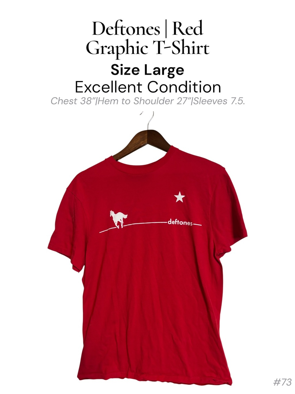 Deftones Red Graphic Band T-Shirt Size Large Cotton Casual Tee